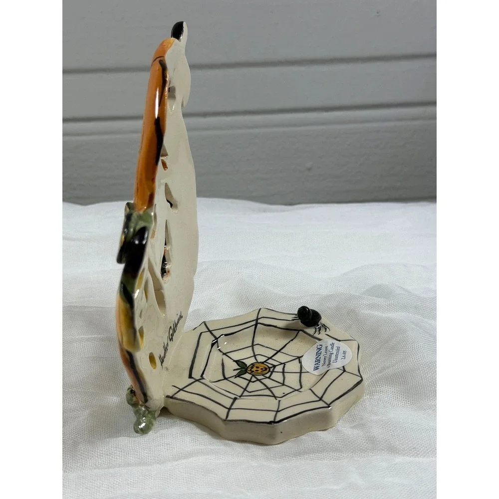 Blue Sky Clayworks Heather Goldminc Halloween Pumpkin Candle Holder HW22097